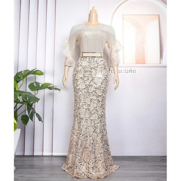 Sequins Maxi Dress Stylish Women Party Prom Gown Wedding - Image 4